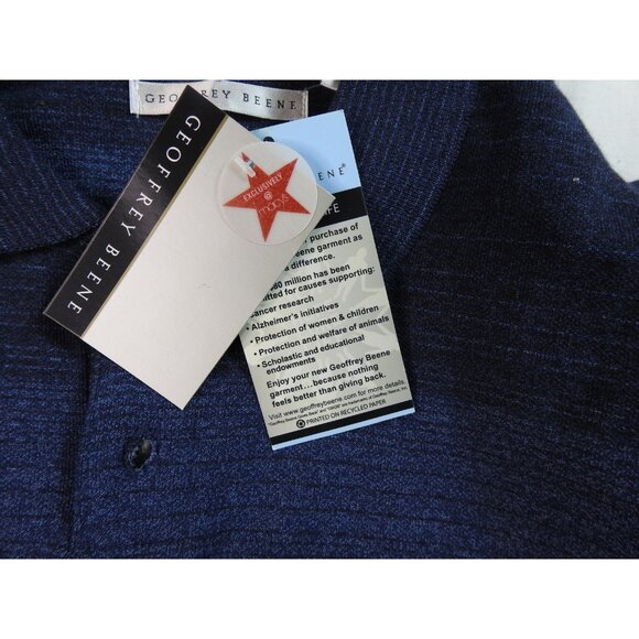 Geoffrey Beene Men’s Long Sleeve Polo Shirt Navy Blue Stripe Size XL NWT - Picture 6 of 7
